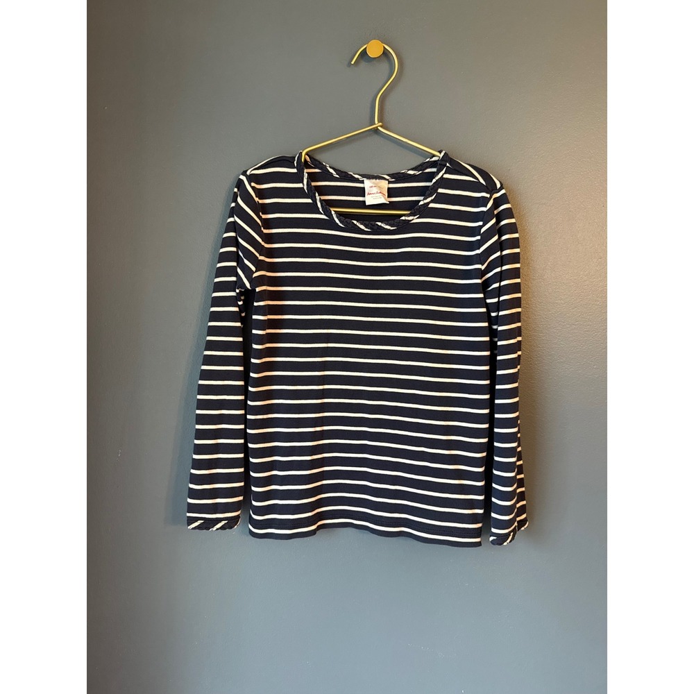 Hanna Andersson Striped Long Sleeve‎ Shirt Navy White Cotton